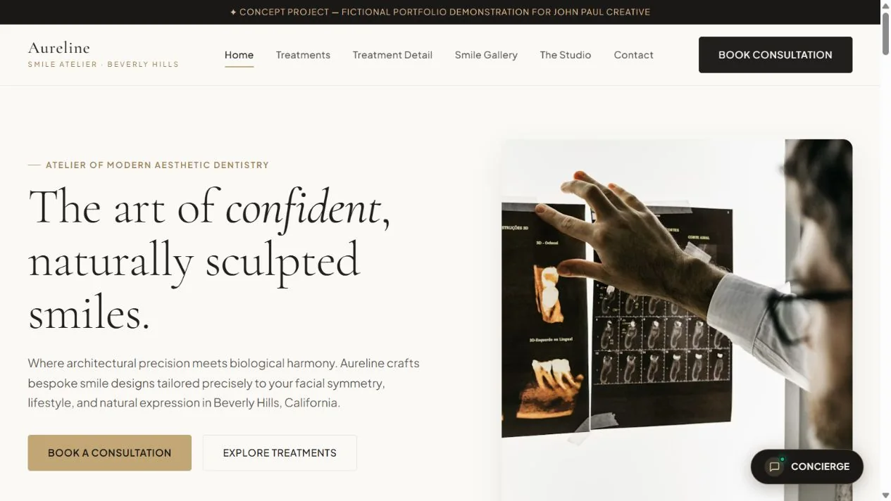 AURELINE SMILE ATELIER website concept preview