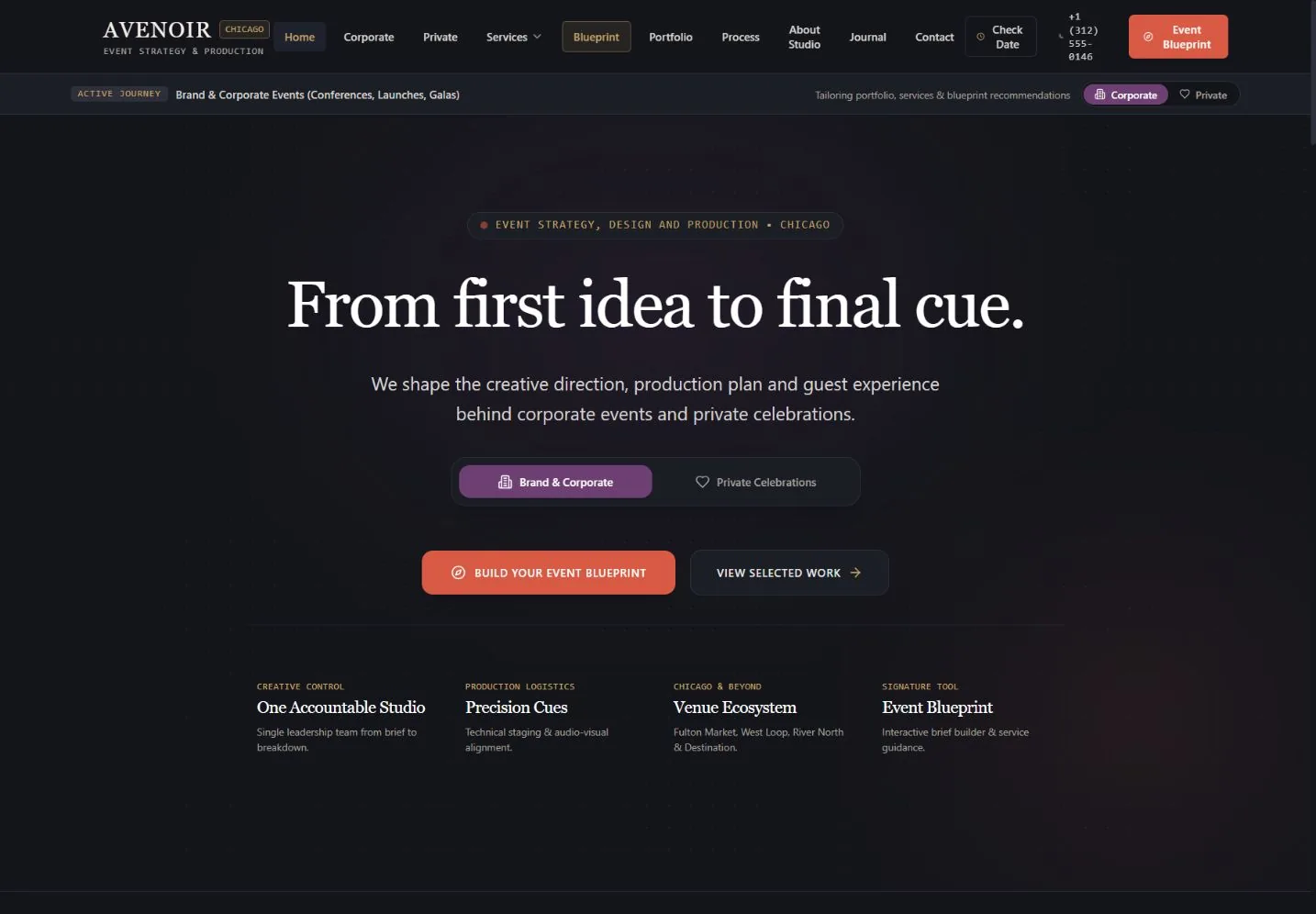 AVENOIR EVENT HOUSE website concept preview