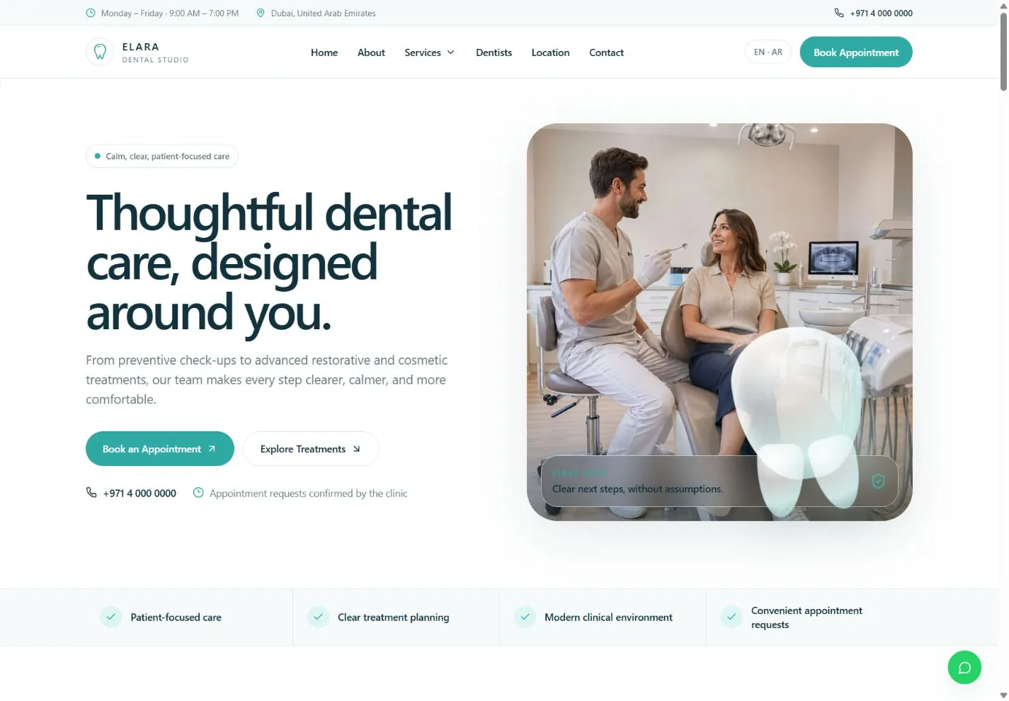 ELARA DENTAL STUDIO website concept preview