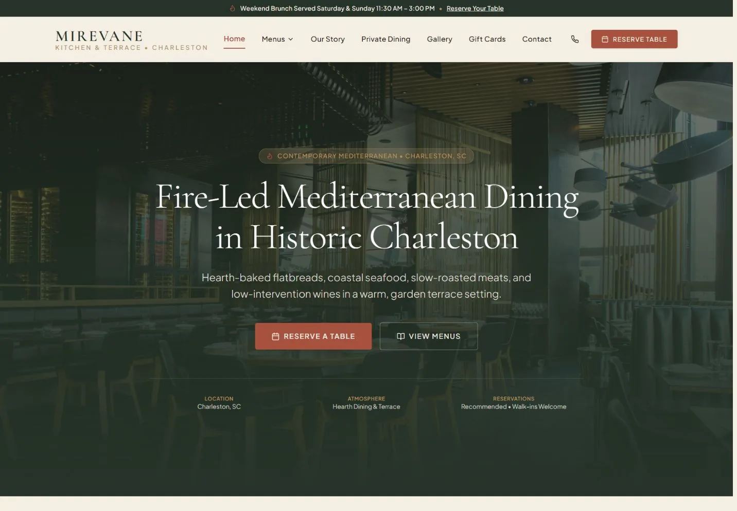 MIREVANE KITCHEN & TERRACE website concept preview